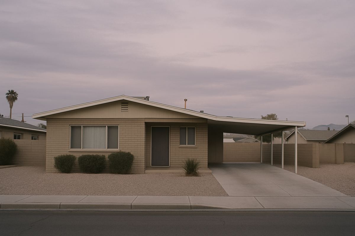 Single-story older ranch home with a carport