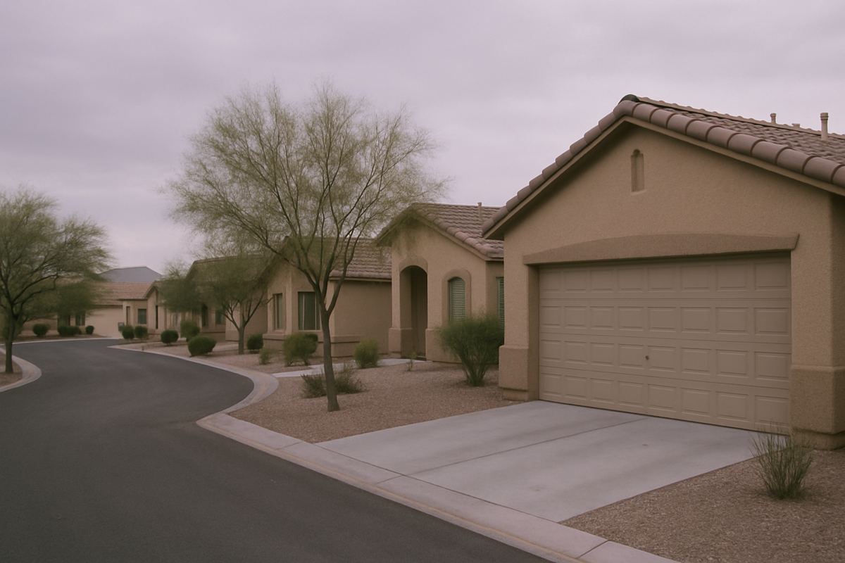 Quiet residential street in Las Vegas at early evening