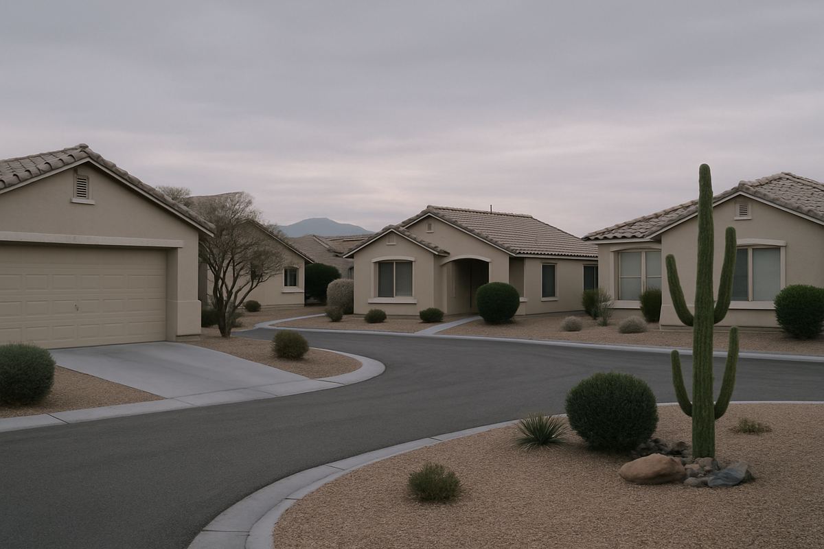 Quiet Las Vegas cul-de-sac with stucco homes